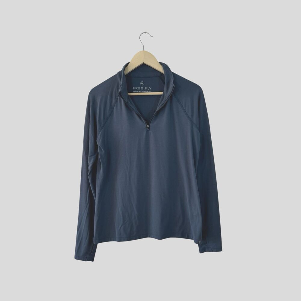 Free Fly Medium Top Pullover Partial Zip Long Sleeve Bamboo Flex Stretch Womens